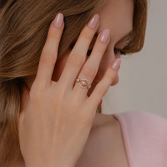 Exquisite Gold Lab Diamond Wave Design Ring