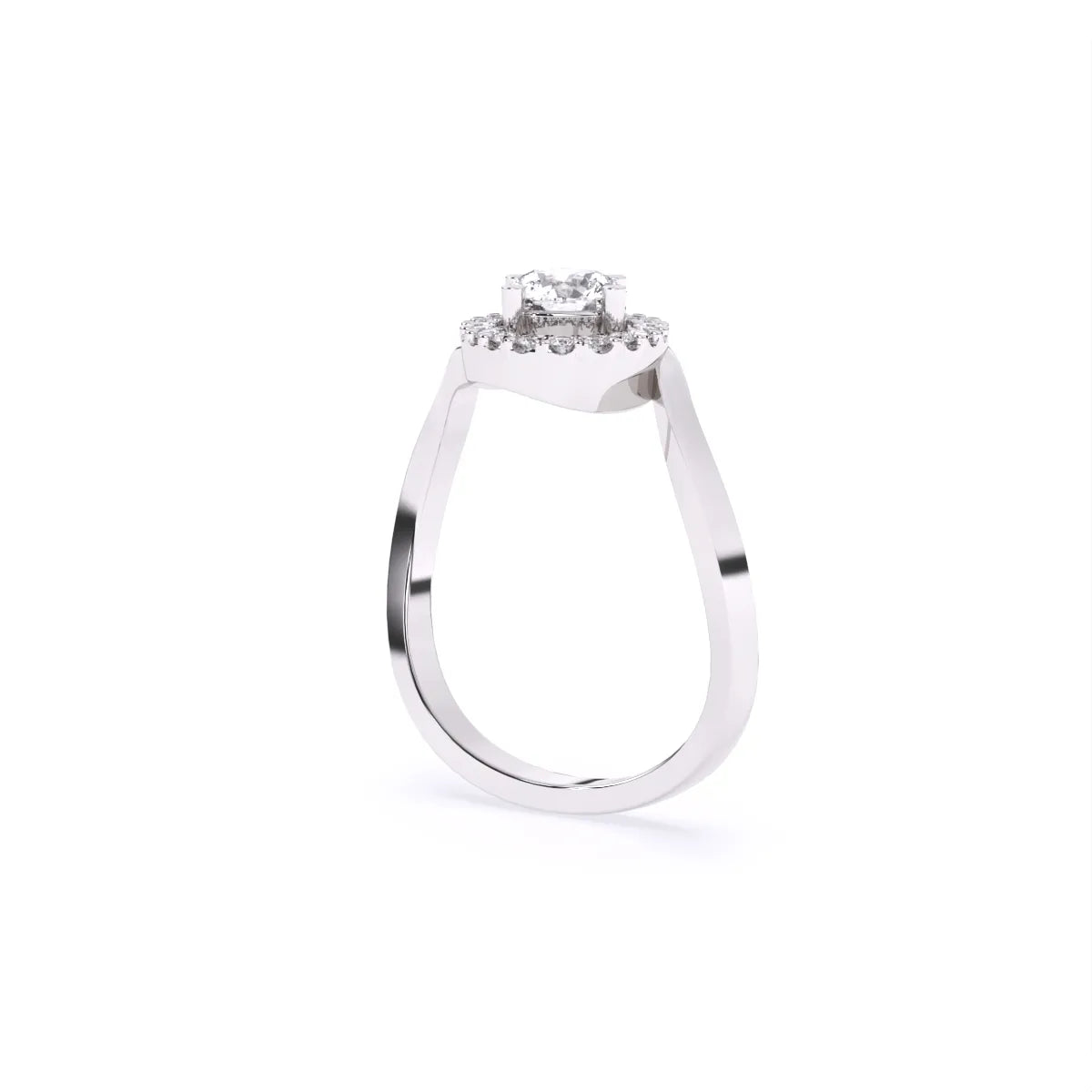 Round Halo Solitaire Diamond Ring