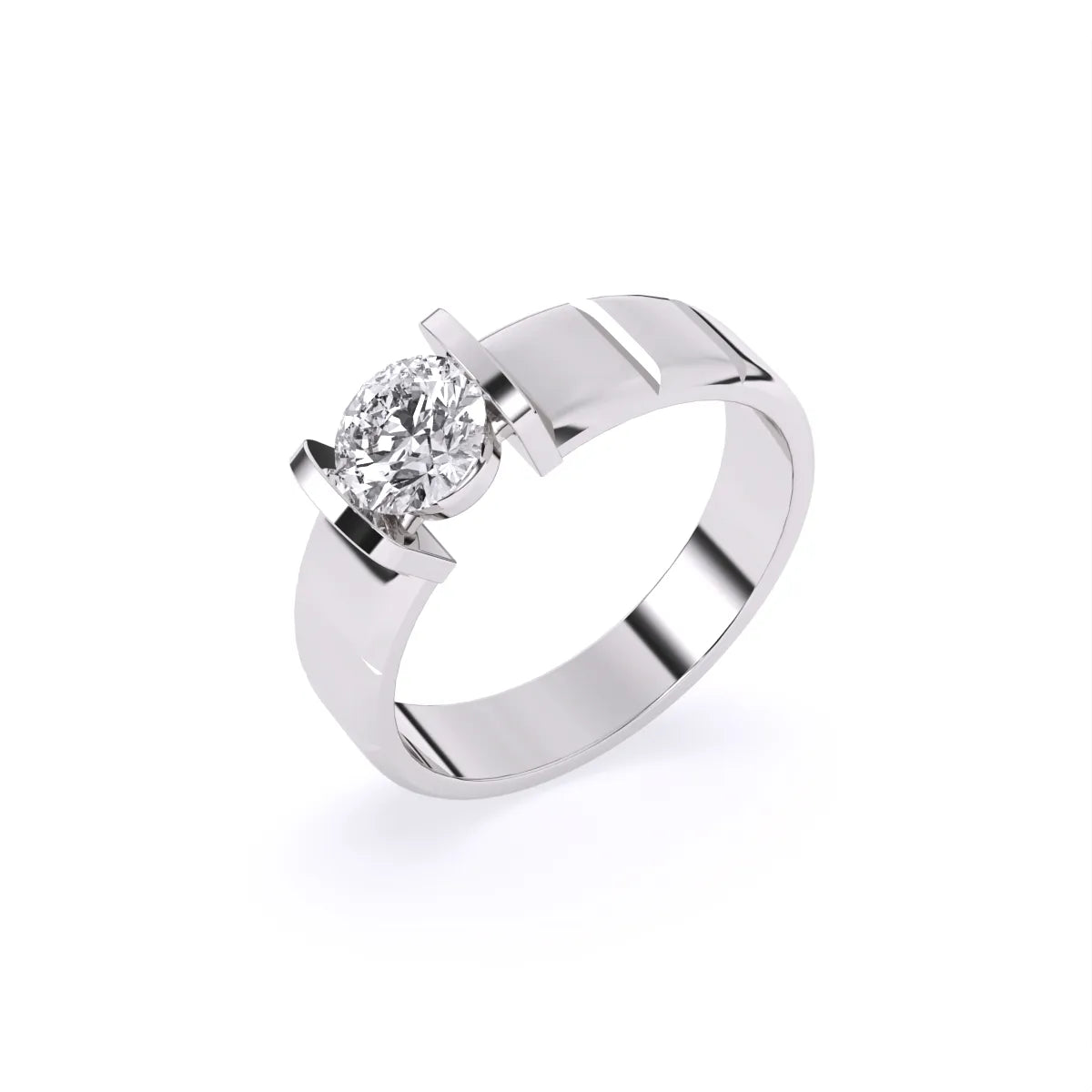 Stylist Single Stone With Polished Line Men’s Ring