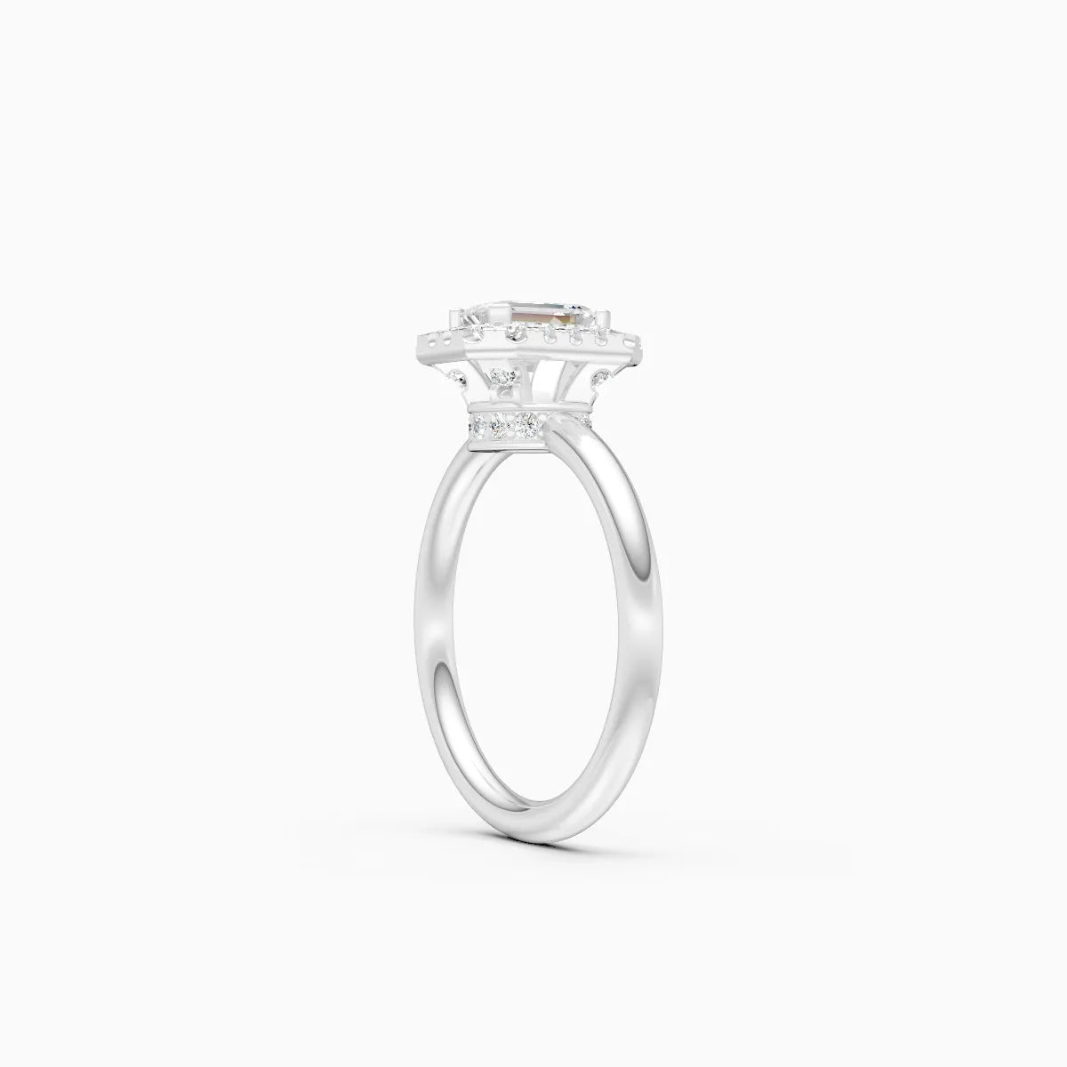 Emerald Cut Diamond Halo Engagement Ring