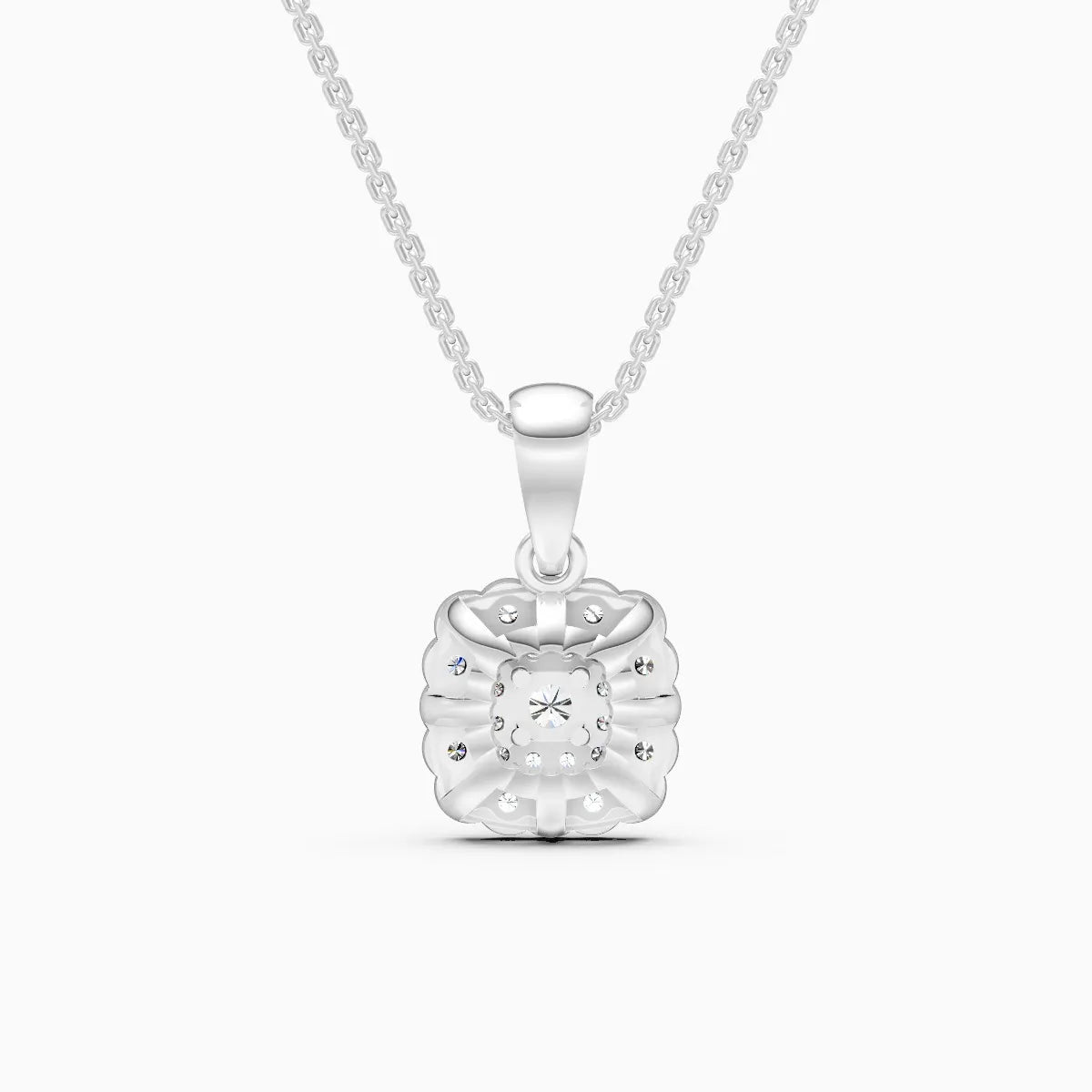 Square Shaped Double Halo Diamond Pendant
