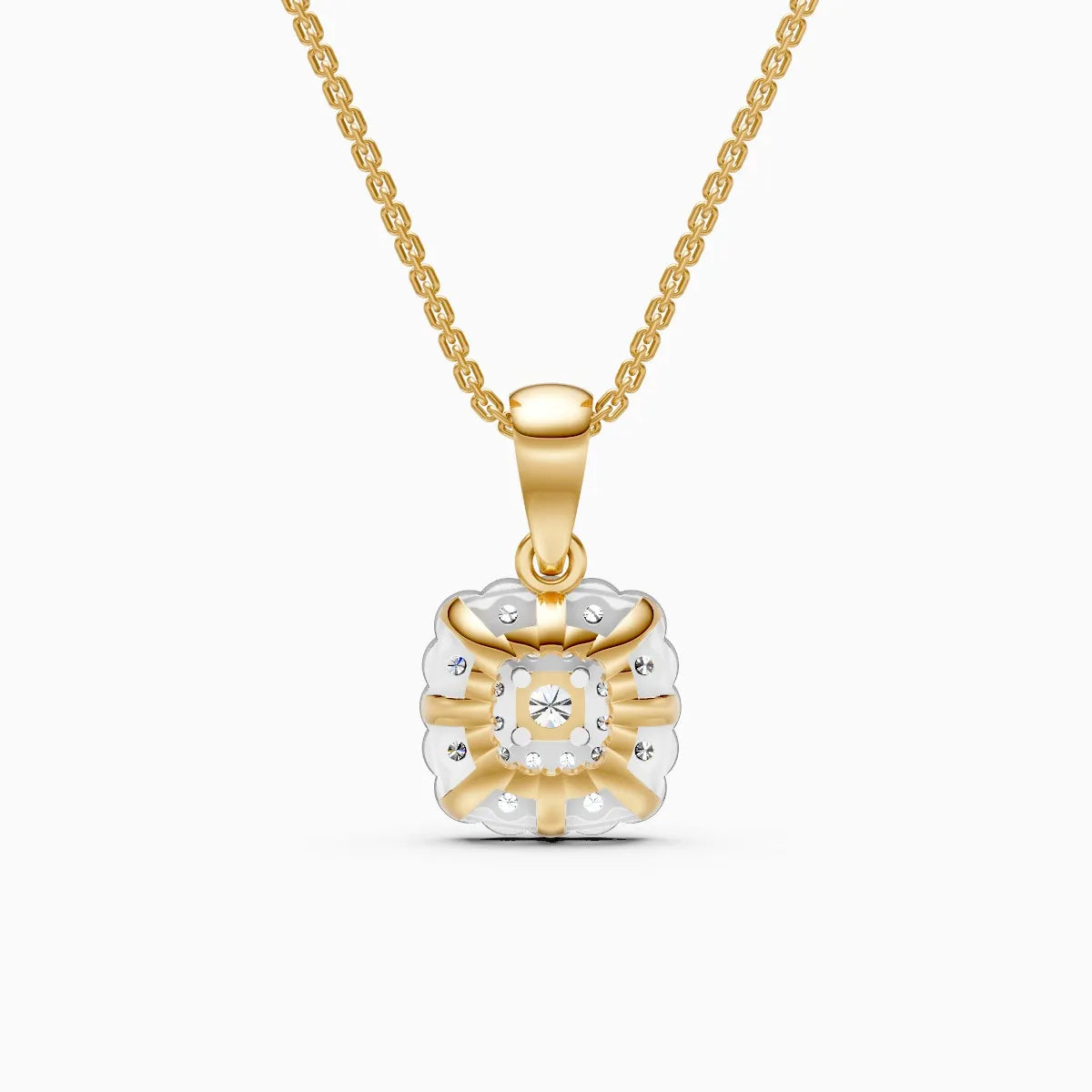 Square Shaped Double Halo Diamond Pendant