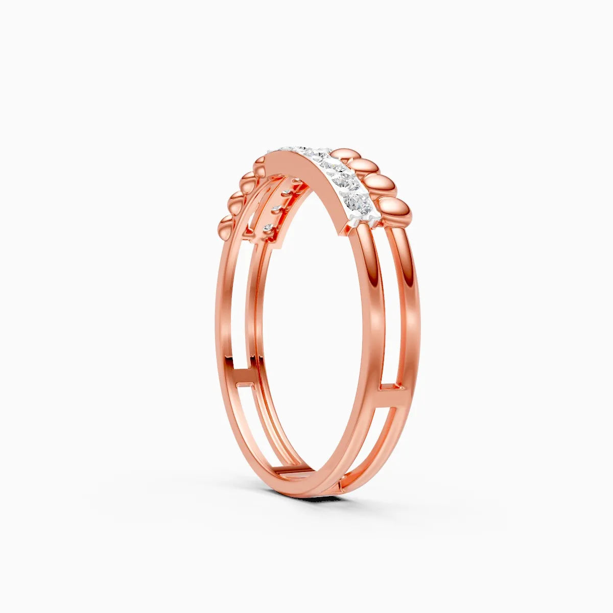 Beaded Curve Diamond Ring