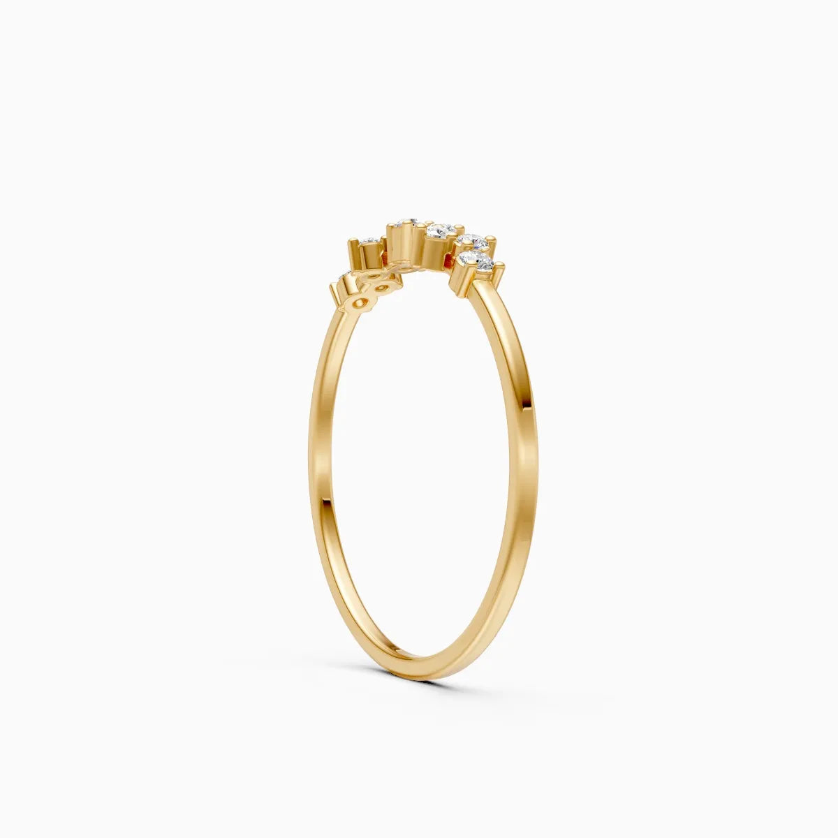 Scattered Cluster Diamond Band Ring