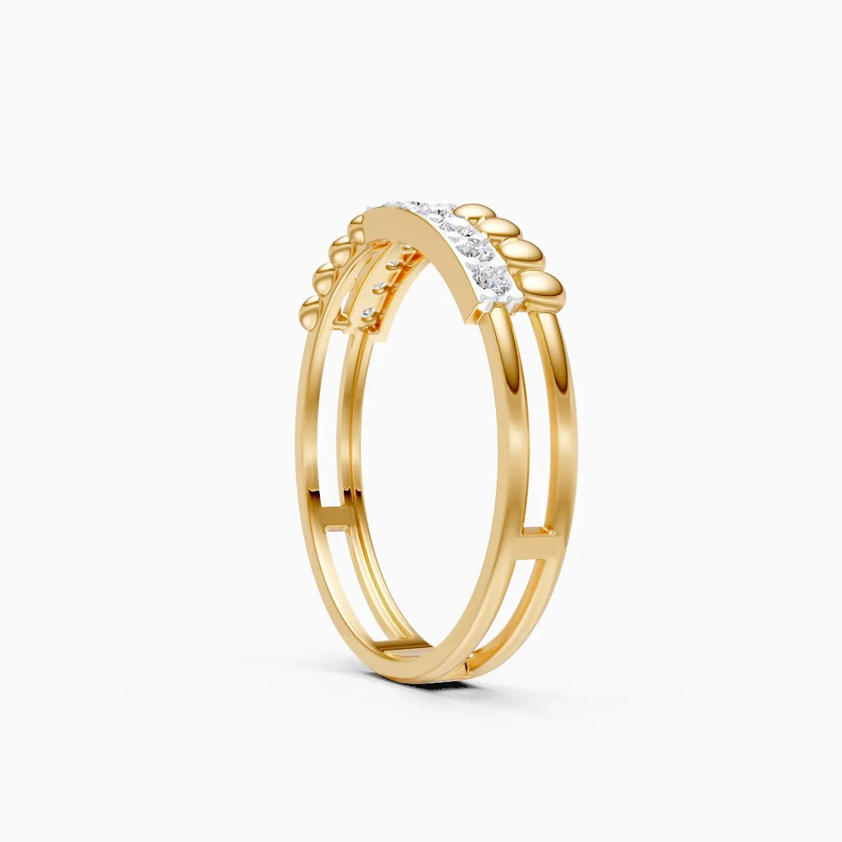 Beaded Curve Diamond Ring