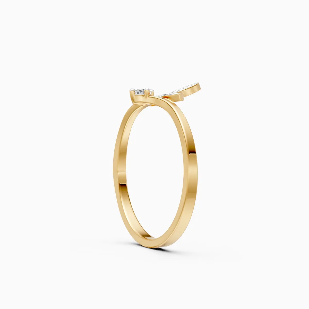 Floral Leaf Open Diamond Ring