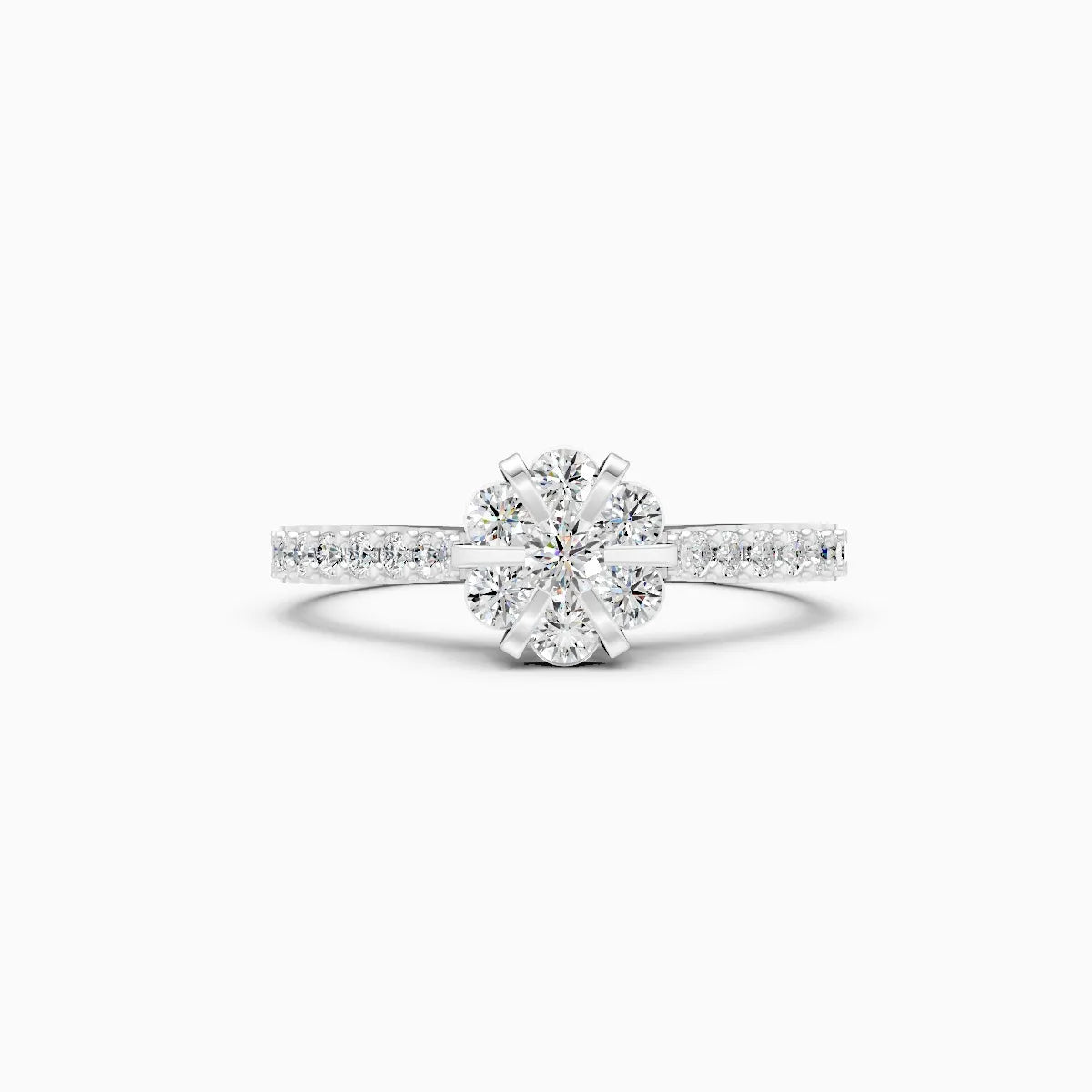 Center Blossom Mini Diamond Ring