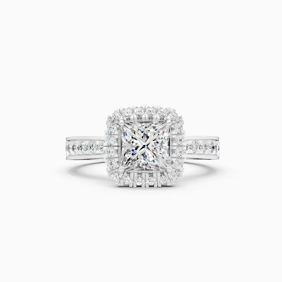 Classic Halo Square Diamond Engagement Ring