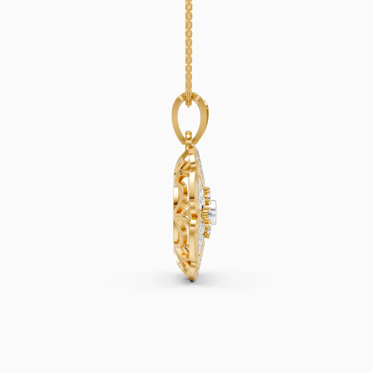 Round Floral Lab Grown Diamond Pendant