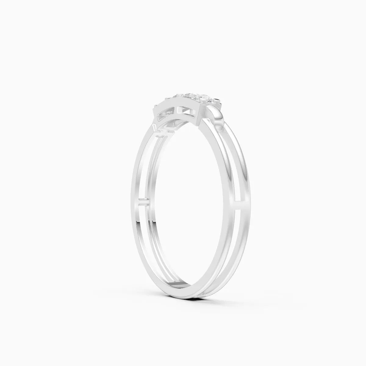Geometric Split Shank Diamond Ring