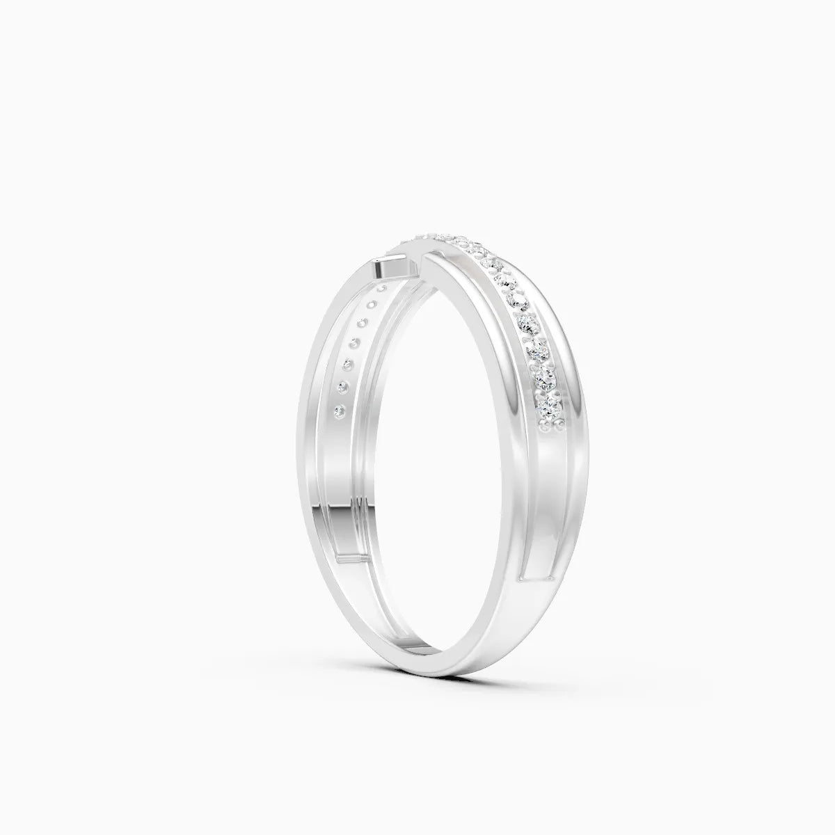 Geometric Split Band Diamond Ring