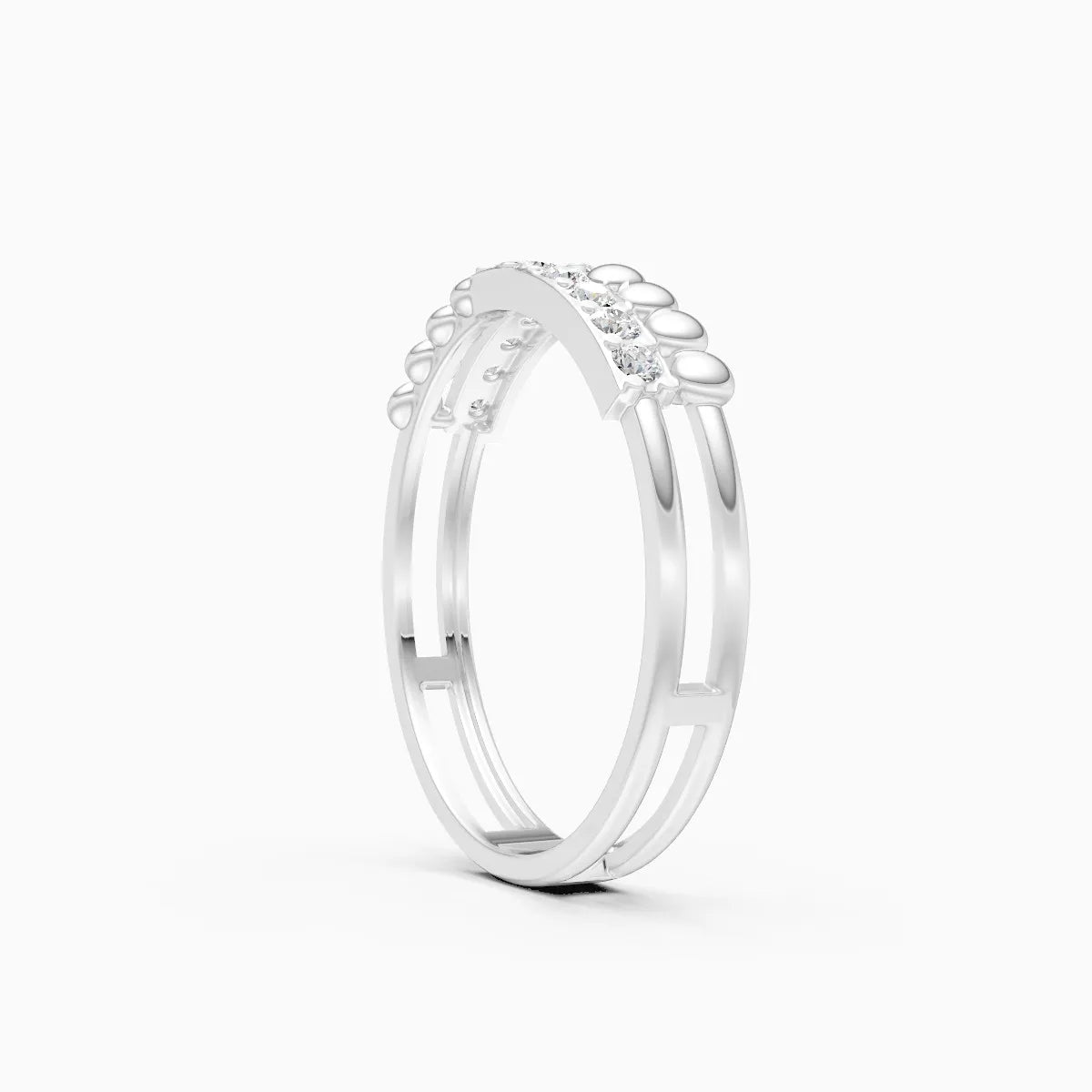 Beaded Curve Diamond Ring