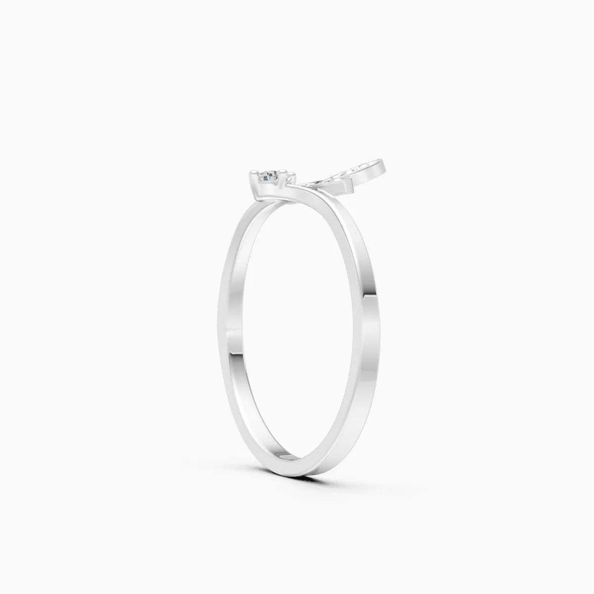 Floral Leaf Open Diamond Ring