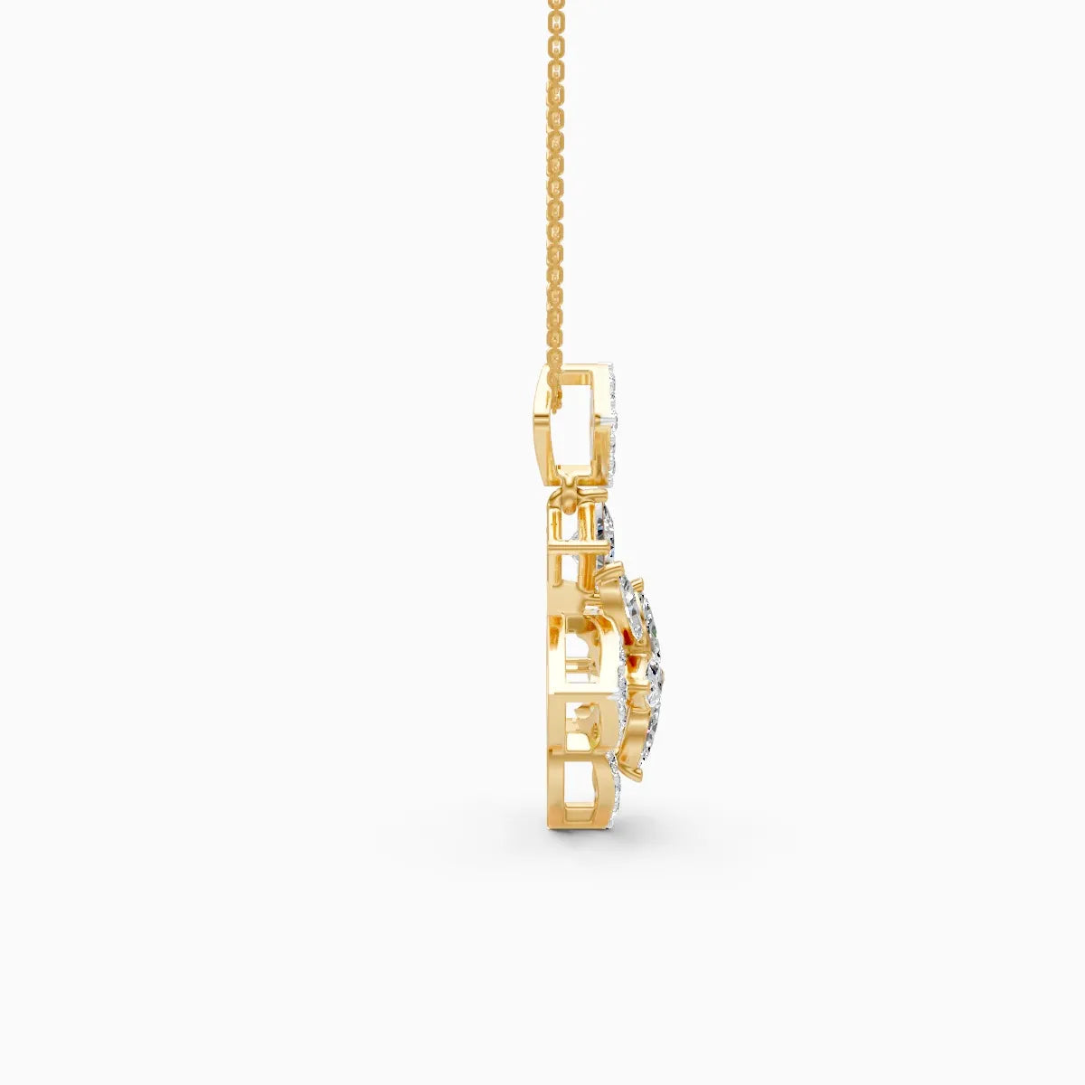 Trendy Marquise Petal And Rounded Bloom Diamond Pendant