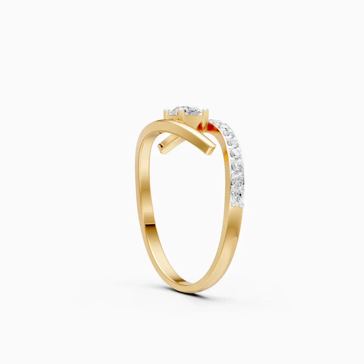 Round Solitaire Curve Ring