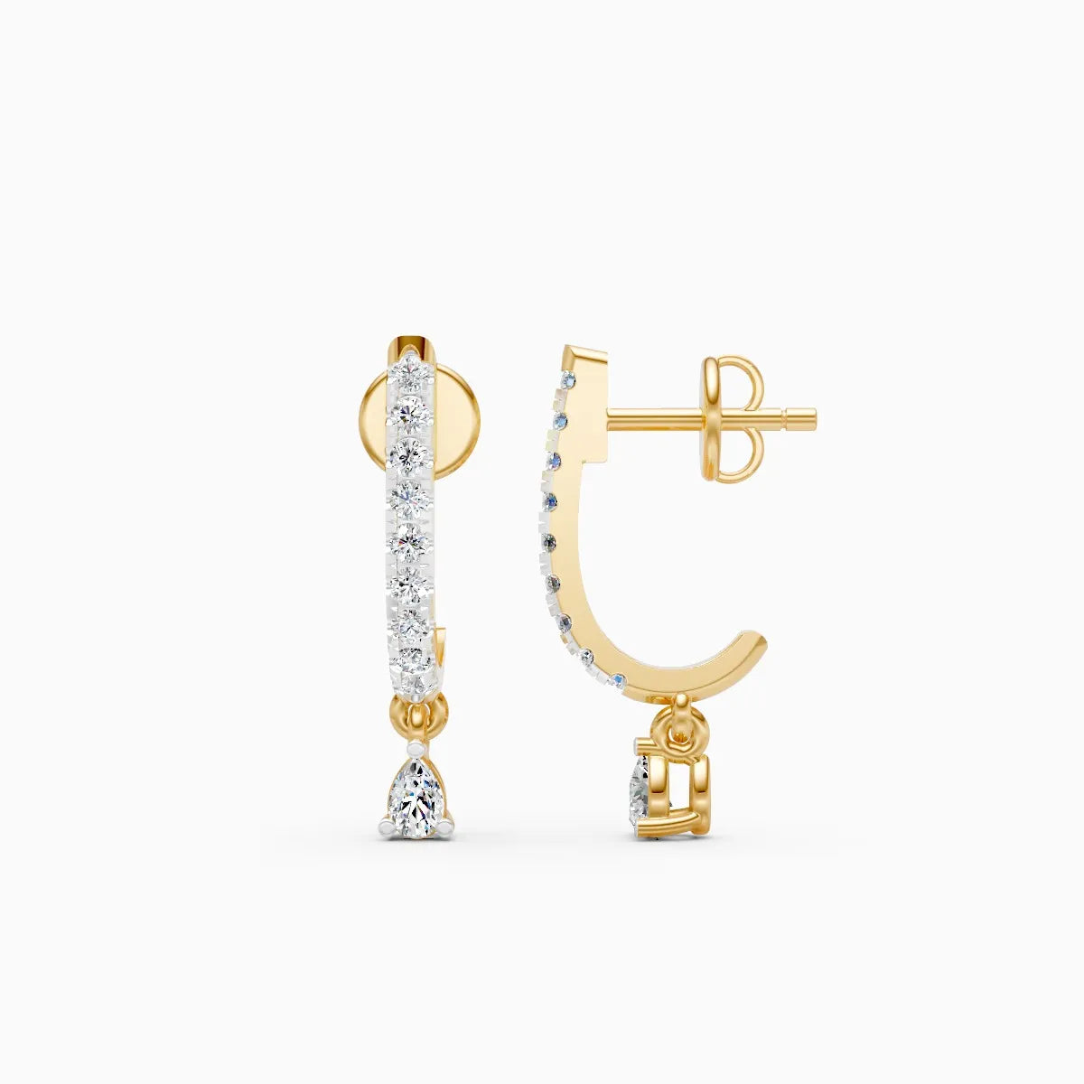 Pear Drop Lab Grown Diamond Huggie Earrings