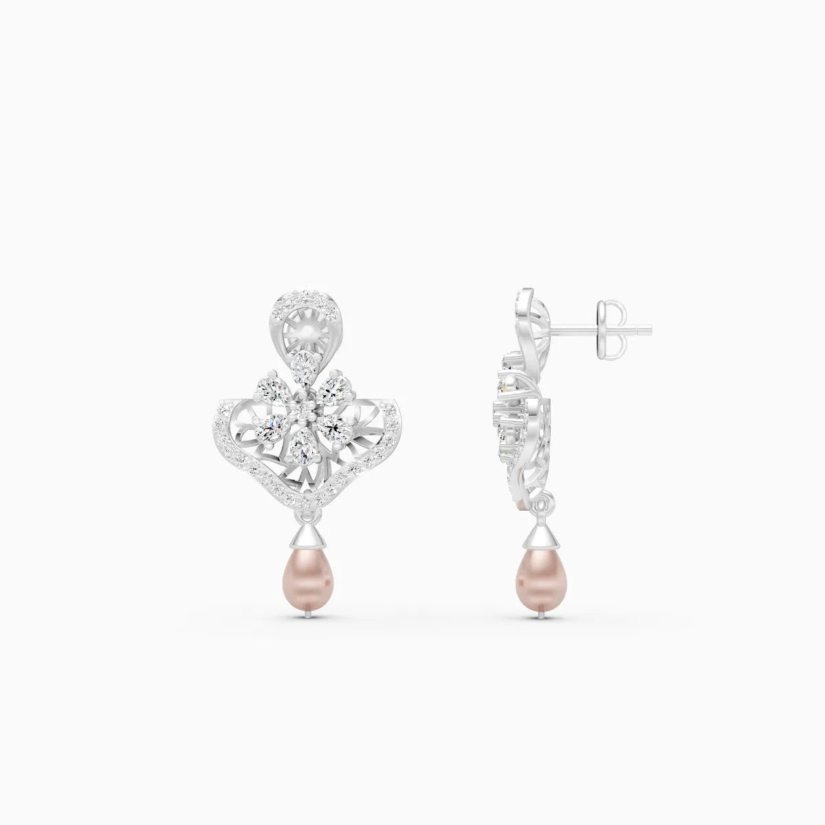Celeste Crown Diamond Earrings with Floral Design