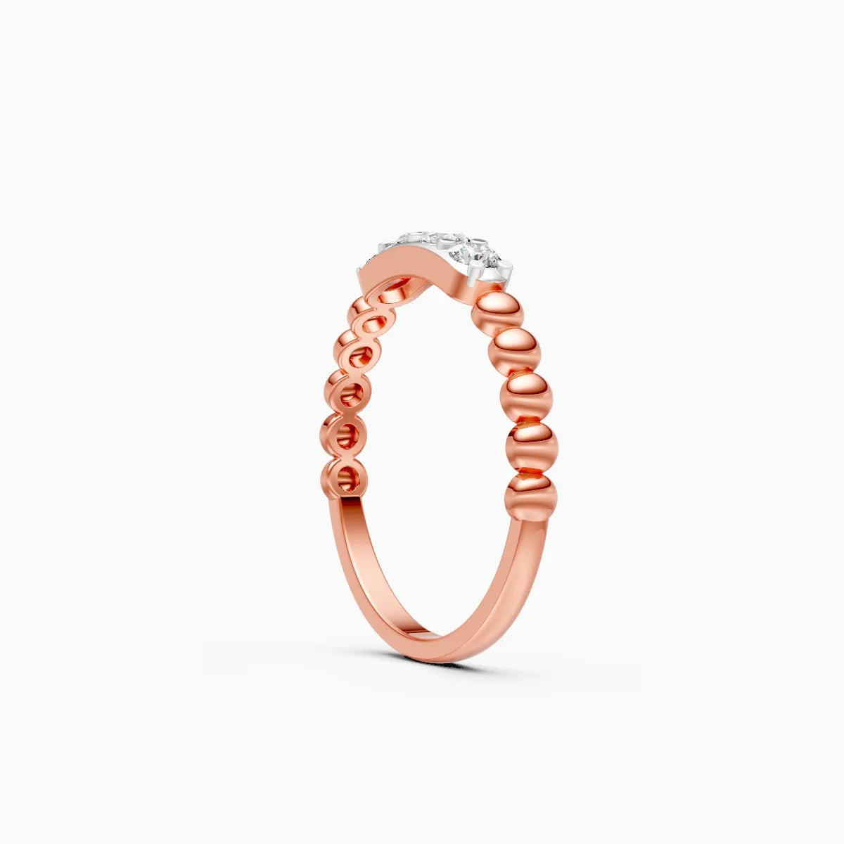Beaded Bar Diamond Ring