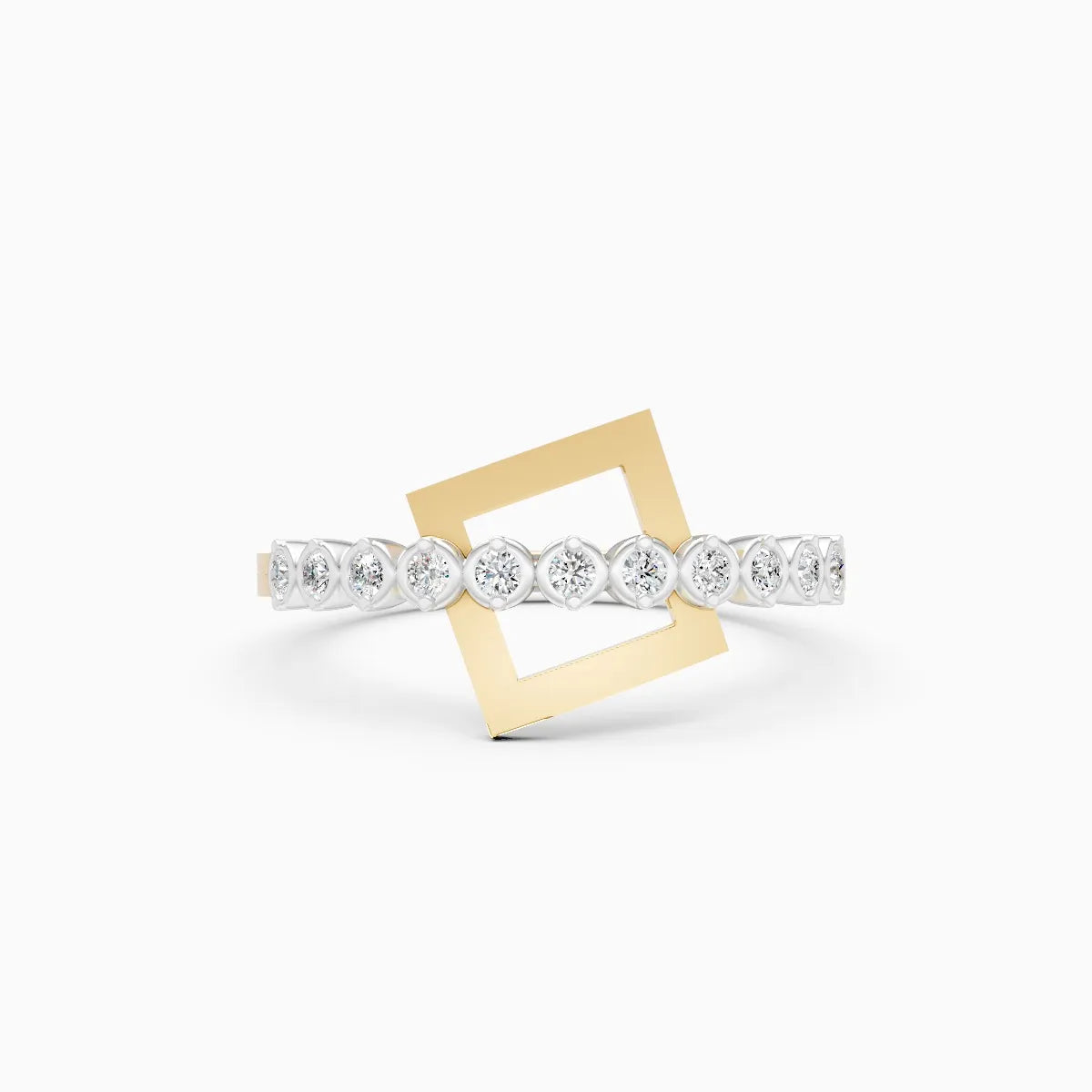 Geometric Diamond Bar Ring