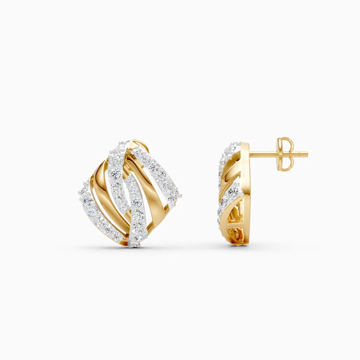 Criss-Cross Shine Diamond Stud Earrings
