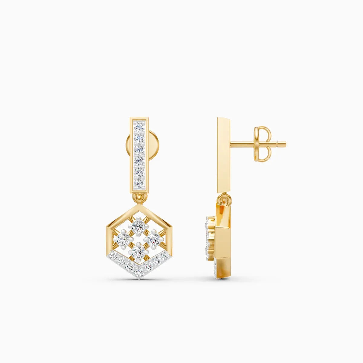 GeoGlint Hexagon Structured Shine Earrings
