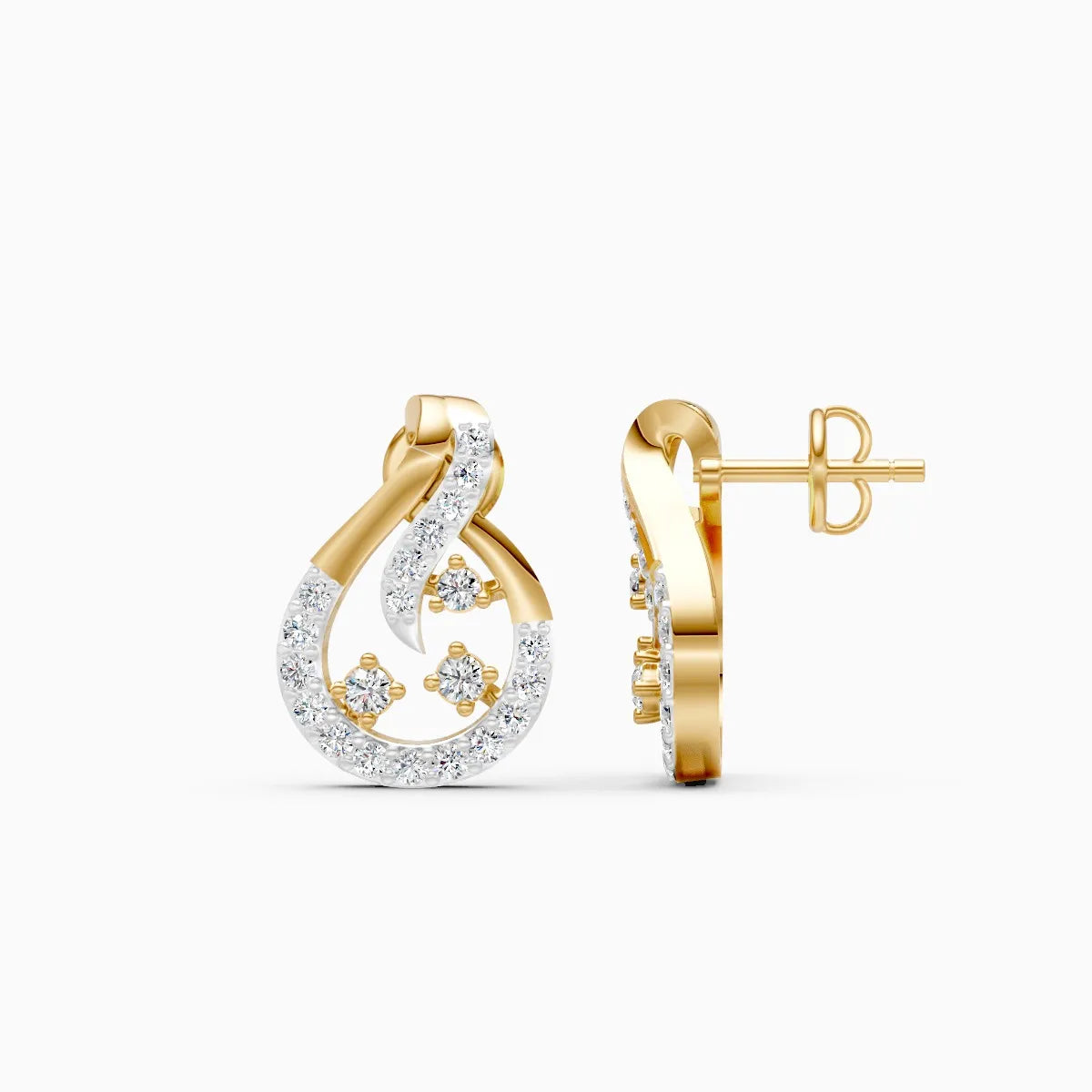 Swirl and Bloom Diamond Stud Earrings