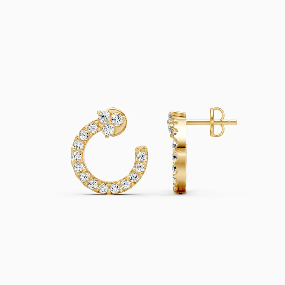 Diamond Crescent Stud Earrings with Sparkle