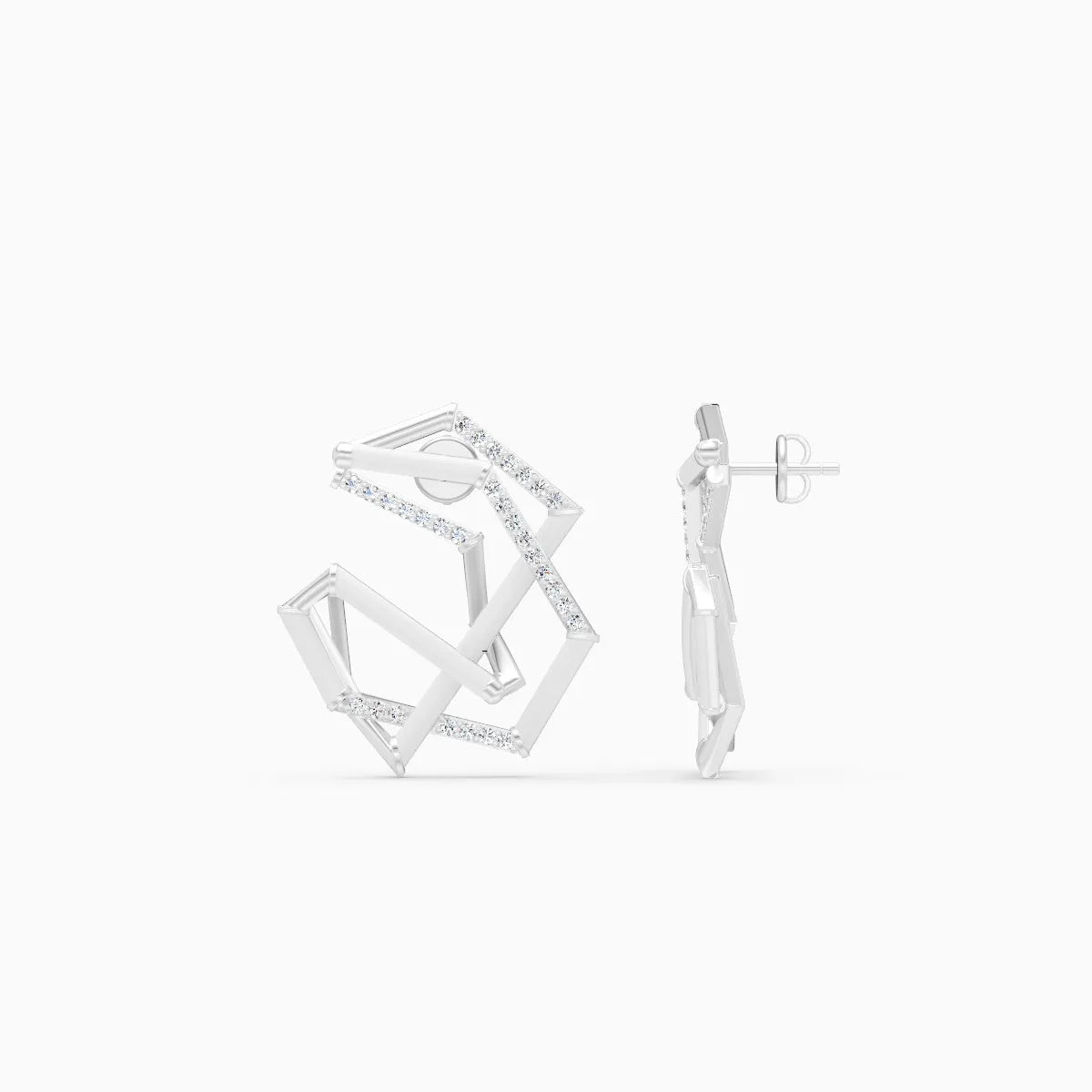 Modern Art-Inspired Diamond Studs