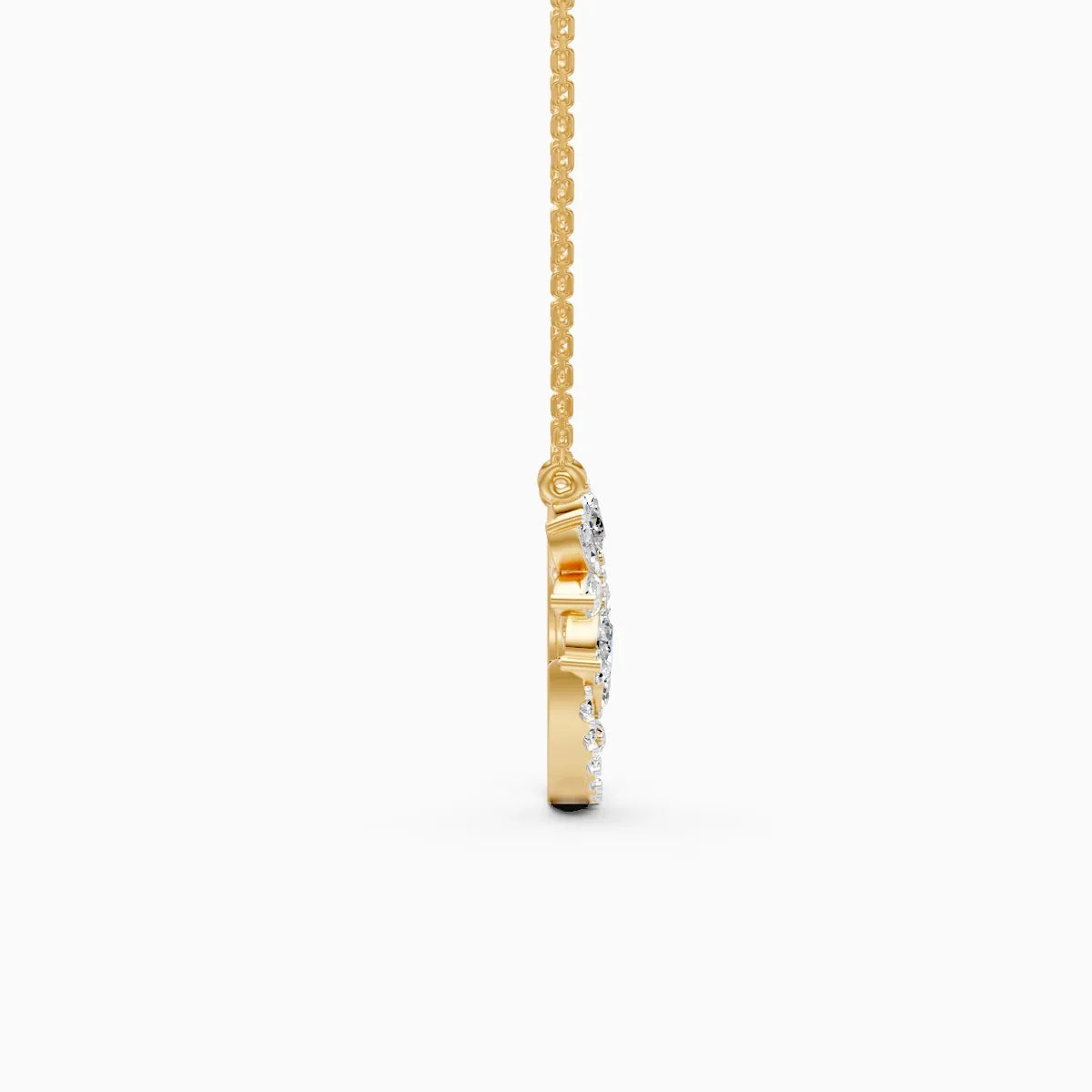 Petal Curve Diamond Pendant Necklace