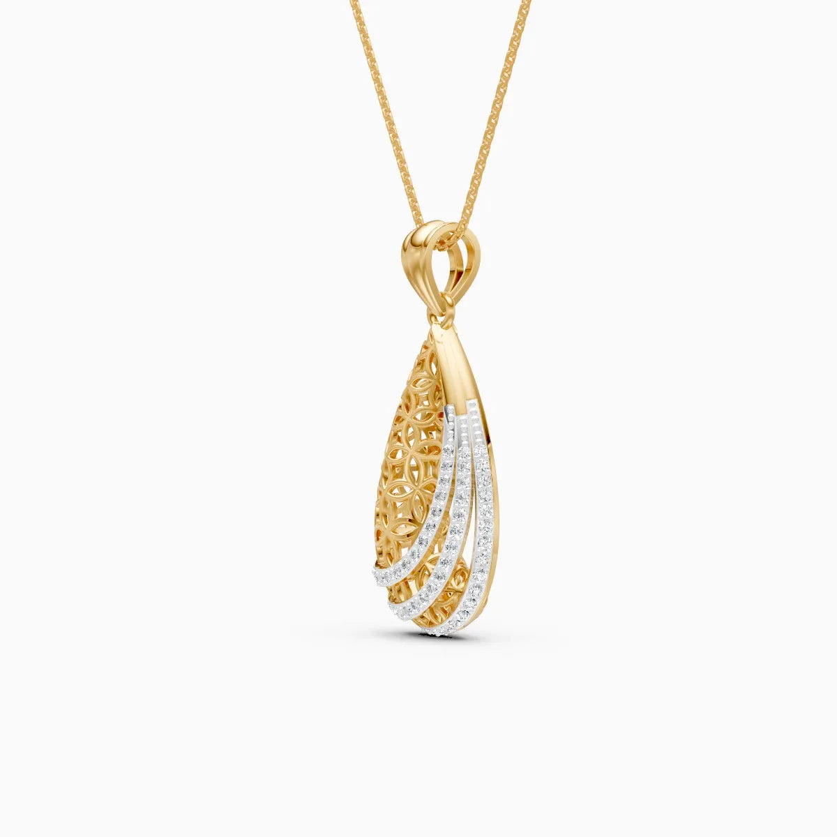 Dual Finish Drop Diamond Pendant