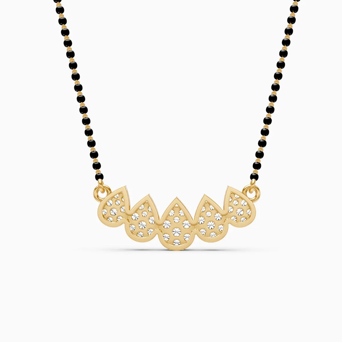 Brilliant Curve of Pear in Round-cut Lab Diamond Mangalsutra