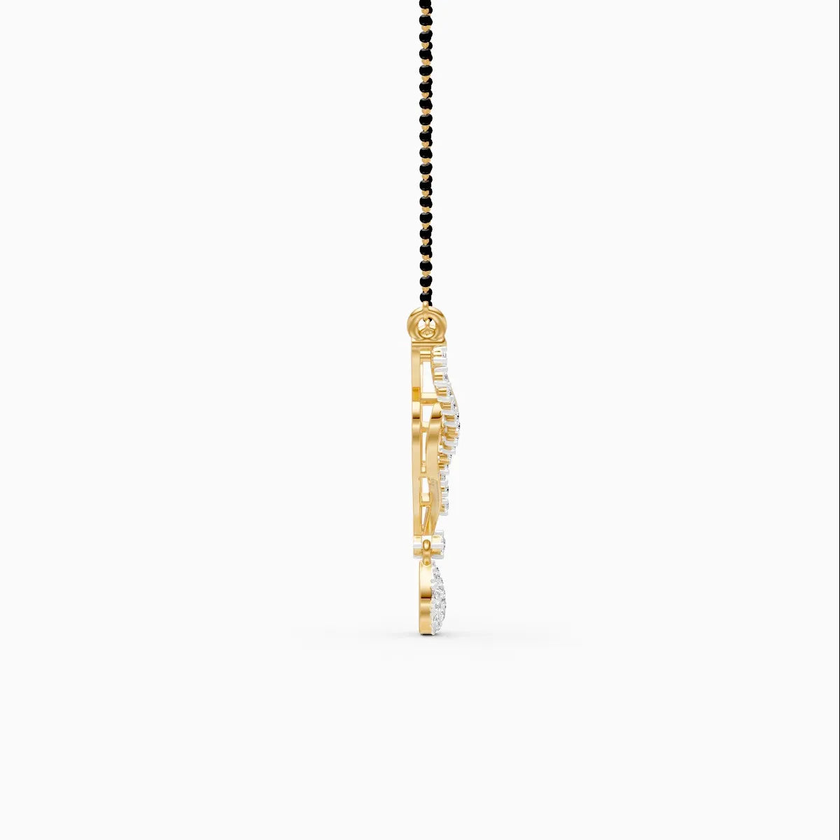 Double Chevron Diamond Mangalsutra with Pear Cluster Drop