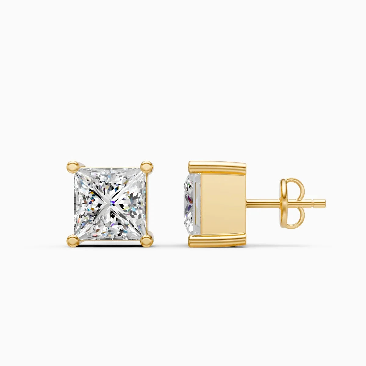 Minimalist Princess Diamond Stud Earrings