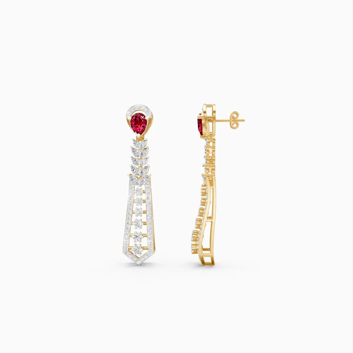 Pear Ruby Style Tear Drop Earrings