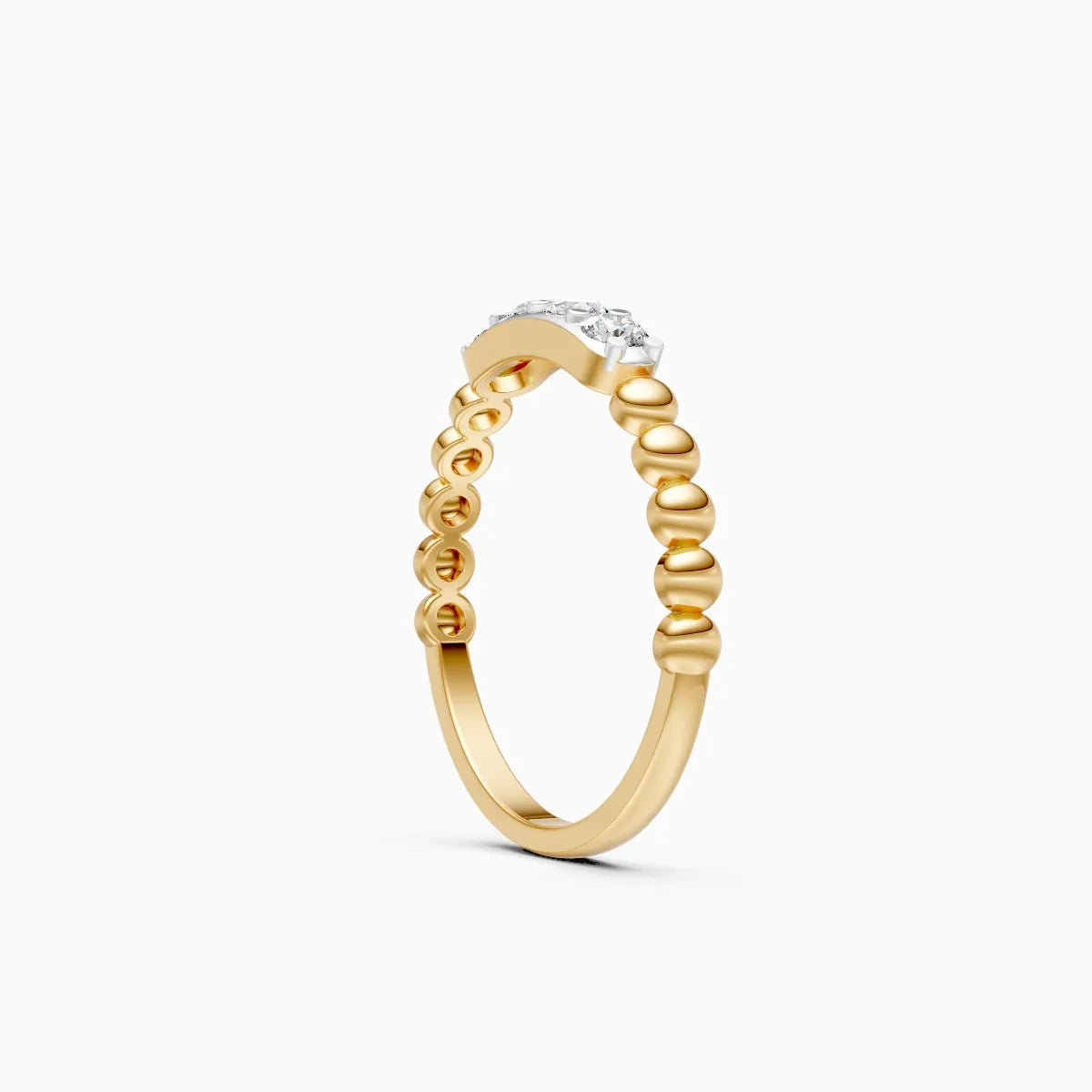 Beaded Bar Diamond Ring