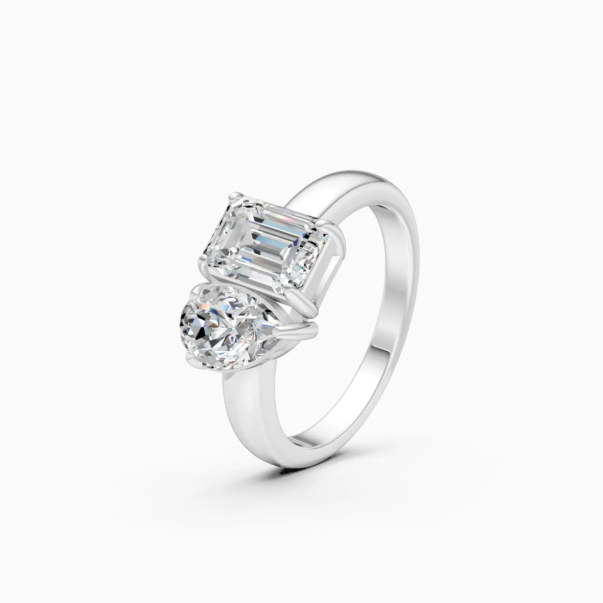 Pear & Emerald Toi Et Moi Engagement Ring