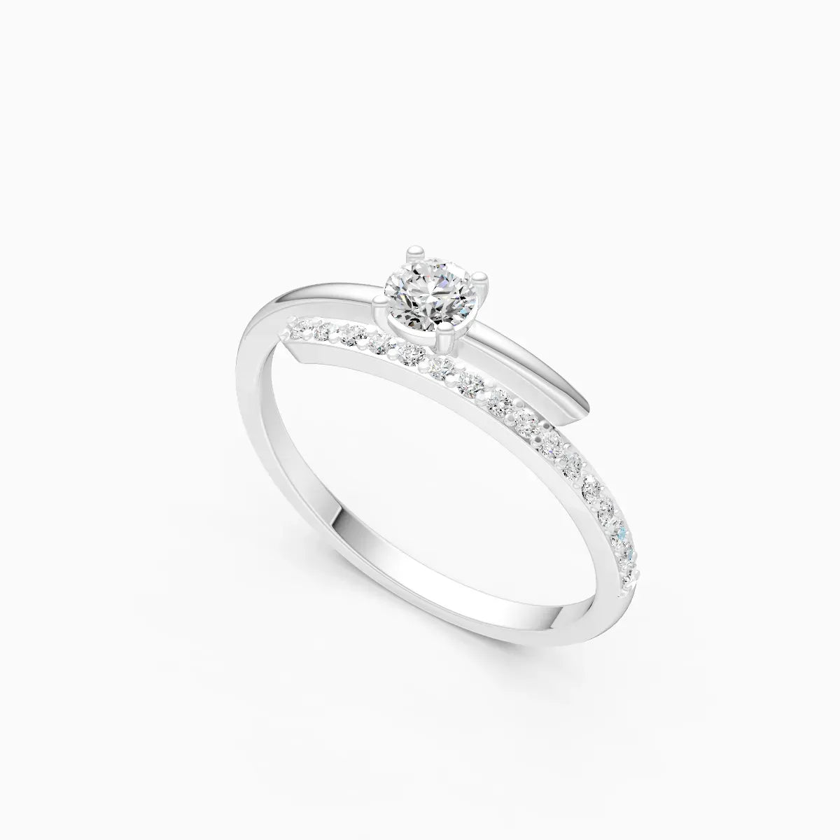 Sweeping Curve Solitaire Ring