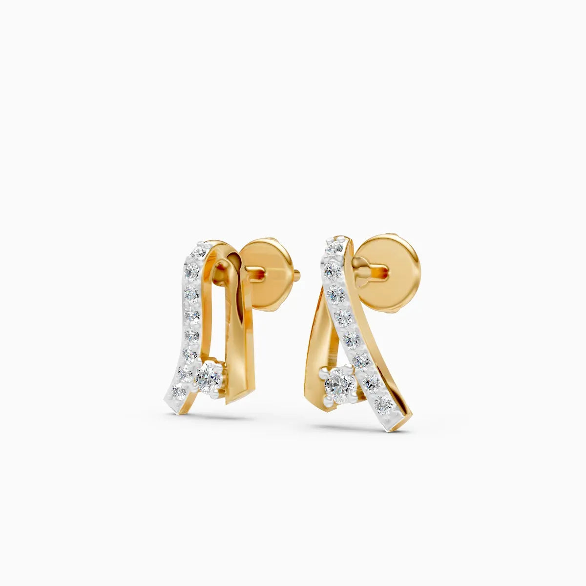 Curved Diamond Stud Earrings