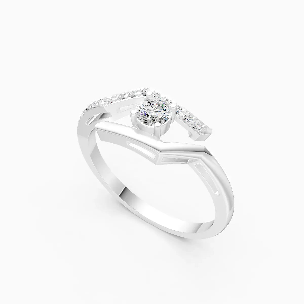 Open Curve Solitaire Ring