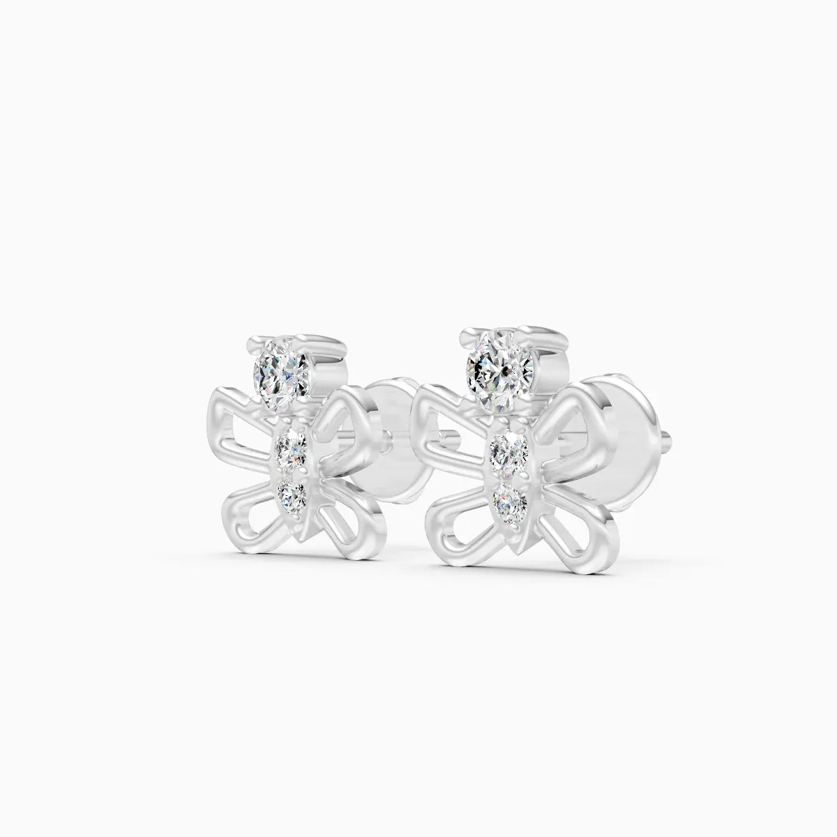 Round Butterfly Stud Earrings