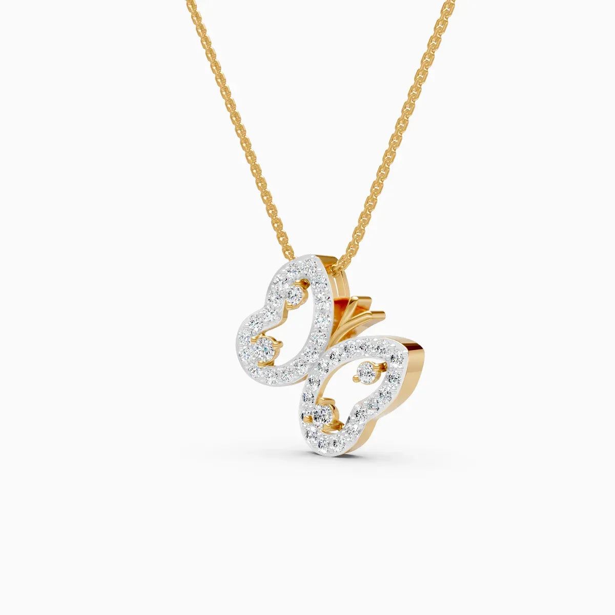Butterfly Shaped Round Cut  Lab Grown Diamond Necklace