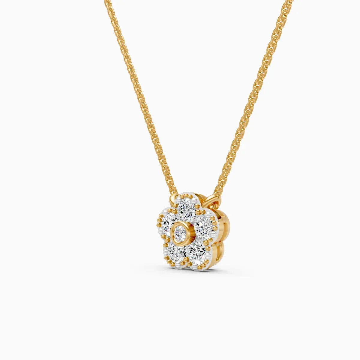 Flower Style Gold Pendant With Chain