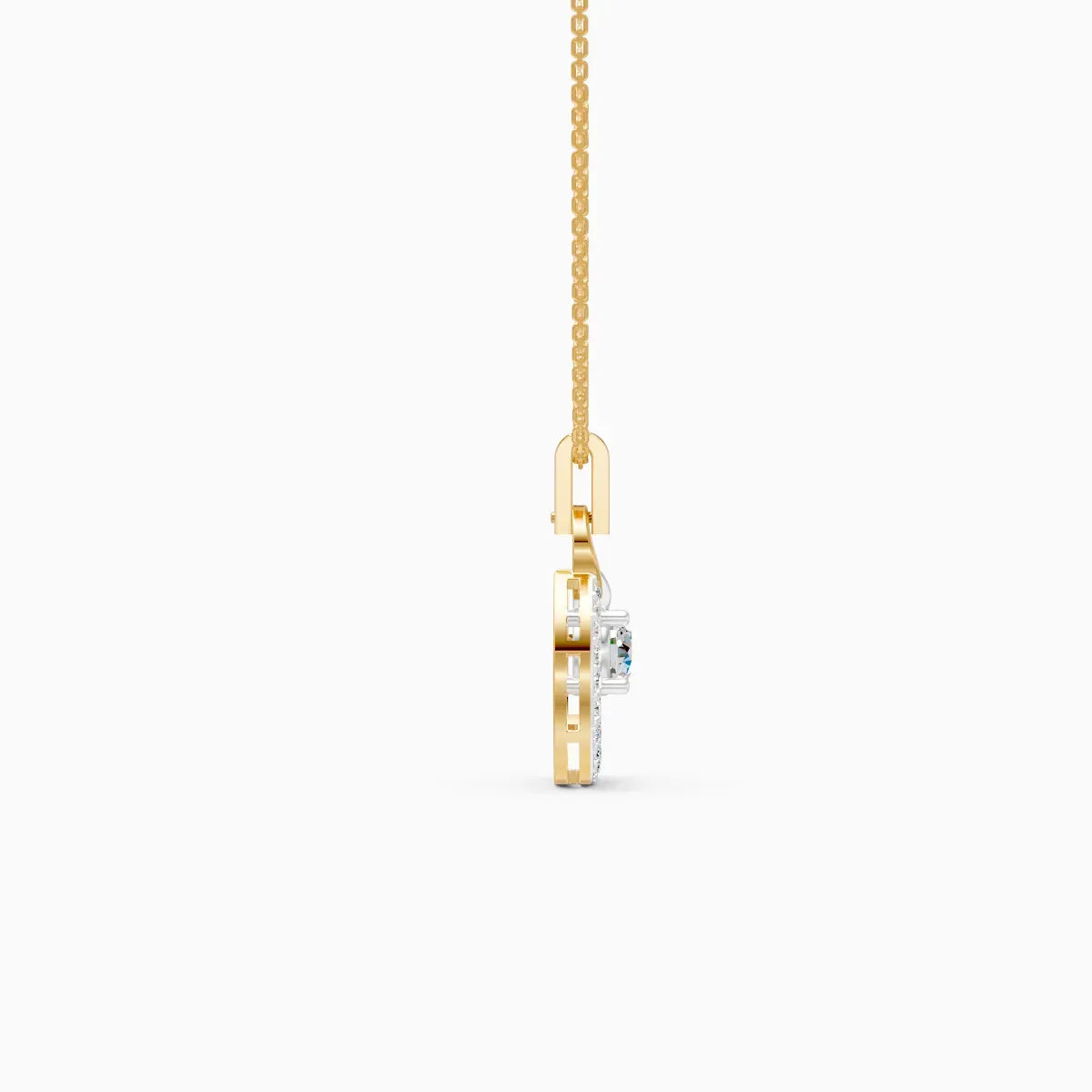 14K Gold Oval Shape Round Halo Lab Diamond Pendant