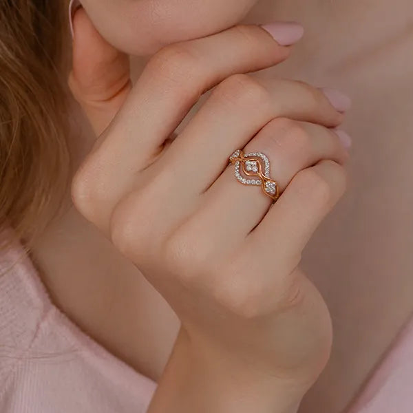 Exquisite Gold Lab Diamond Wave Design Ring