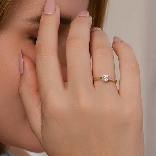 Dainty Round Cut Lab Grown Diamond Solitaire Ring