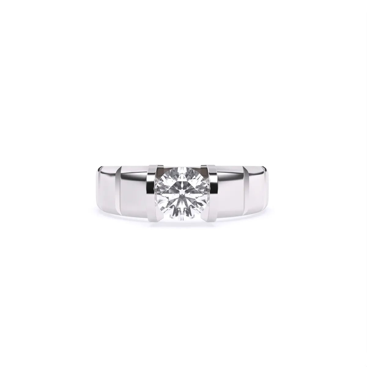 Stylist Single Stone With Polished Line Men’s Ring