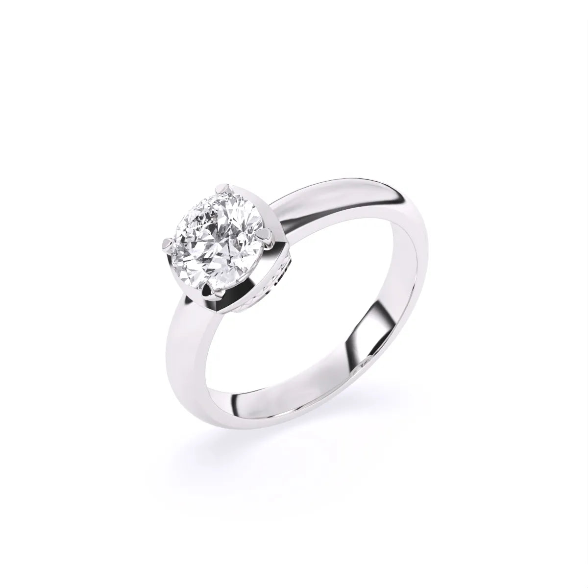 Round Half Bezel Lab Grown Diamond Solitaire Ring