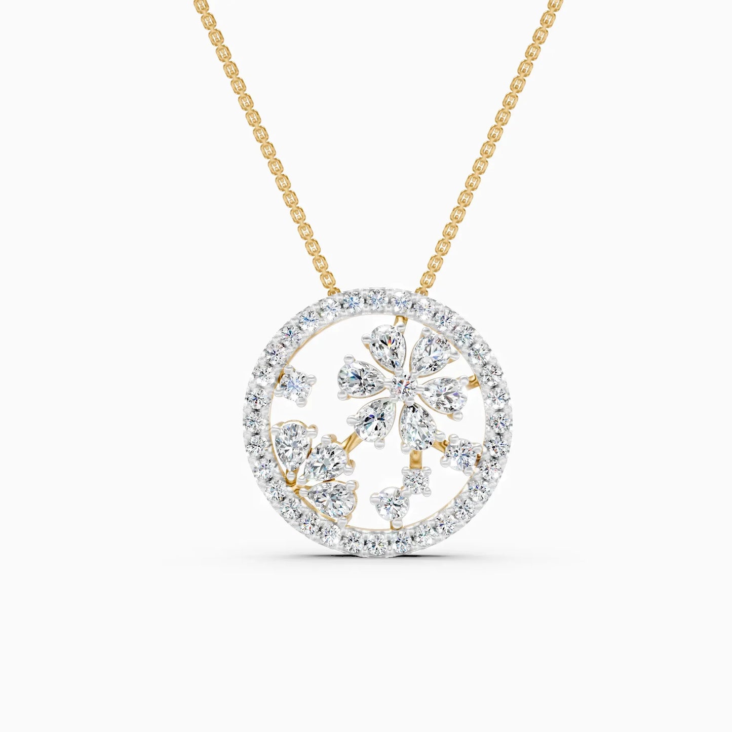 Lab Grown Diamond Floral Pendant Necklace