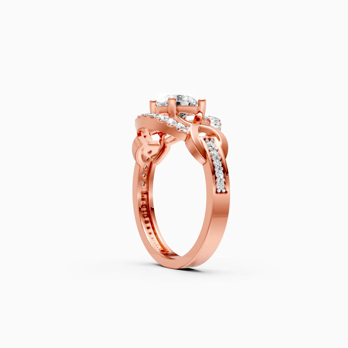 Criss-Cross Look Solitaire Diamond Statement Ring