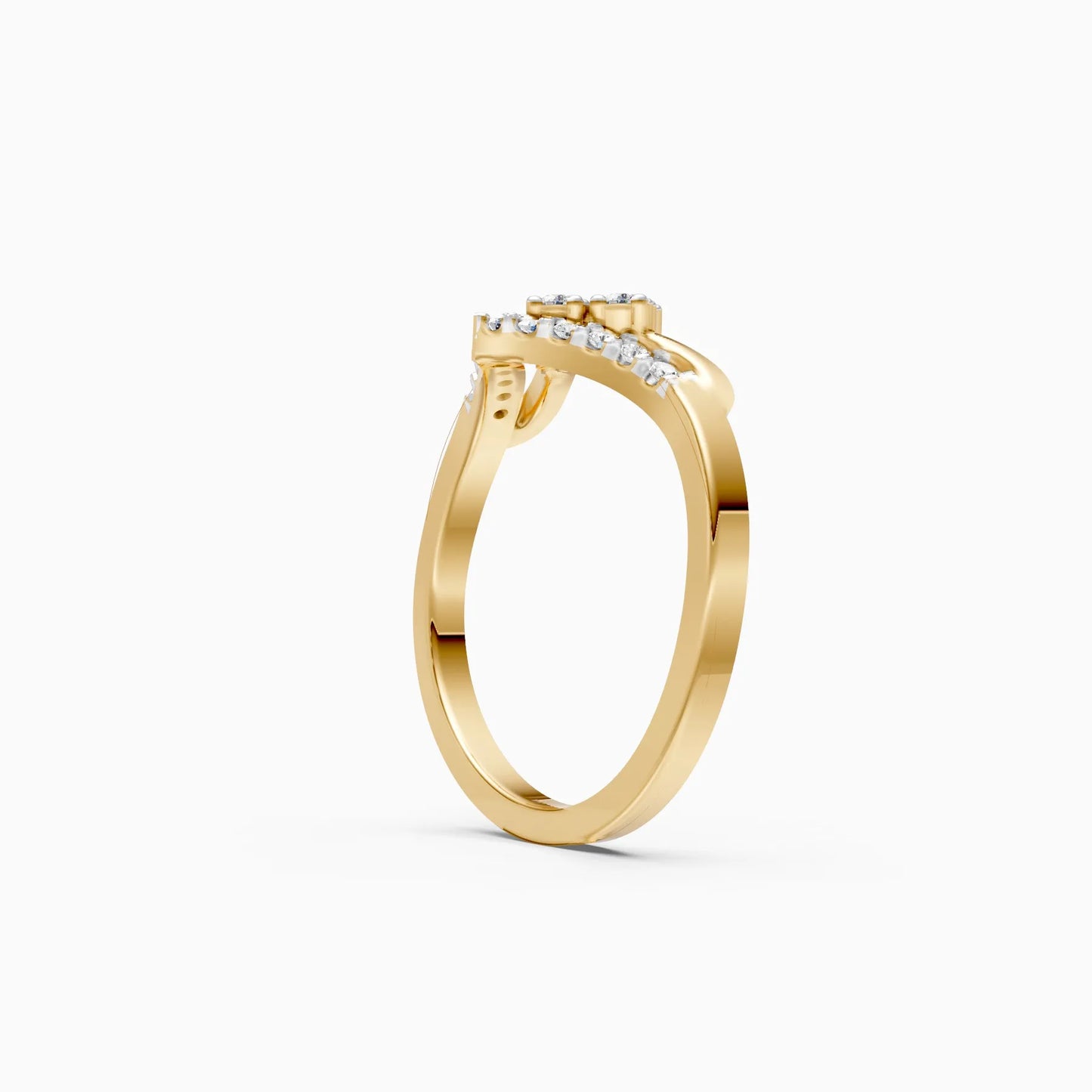Elegant V-Shaped Diamond Cluster Ring